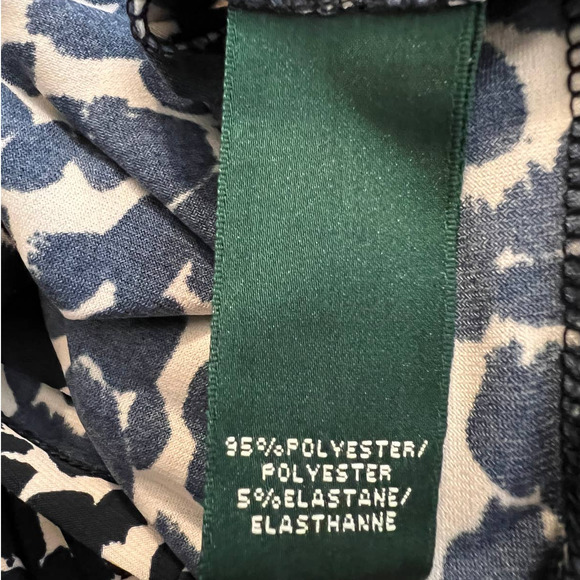 Lauren Ralph Lauren Dress in Black White Print Faux Wrap Side Gathered Size 8 - Picture 6 of 7